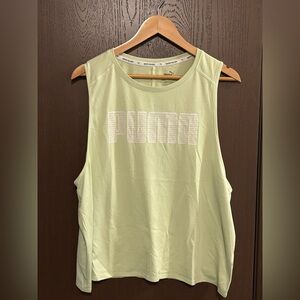 Puma Light Green Sleeveless Logo Tank